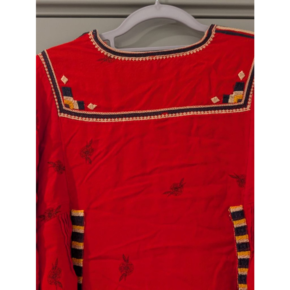 Women's Free People Red & Black Embroidered Tunic Top Size S - Picture 7 of 9